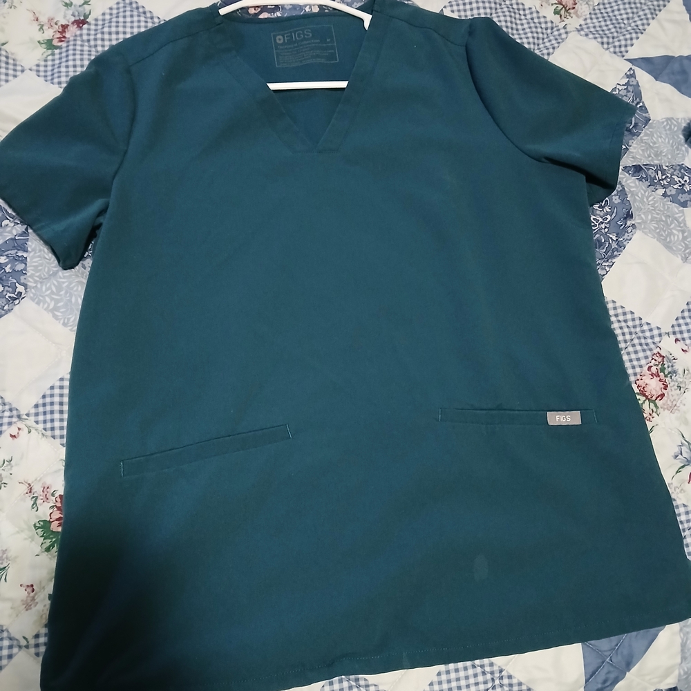 Figs Teal Scrub Top